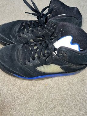 Nike Black Suede High-Top Sneakers with Blue Accents